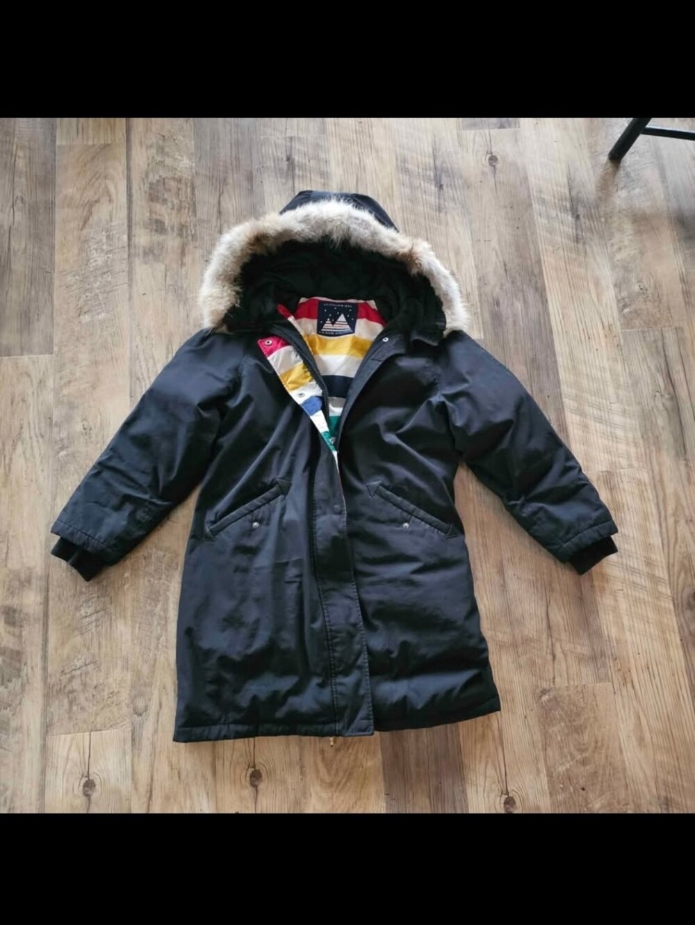 Hudson's Bay Black Iconic Stripe Lining Down Fill Parka
